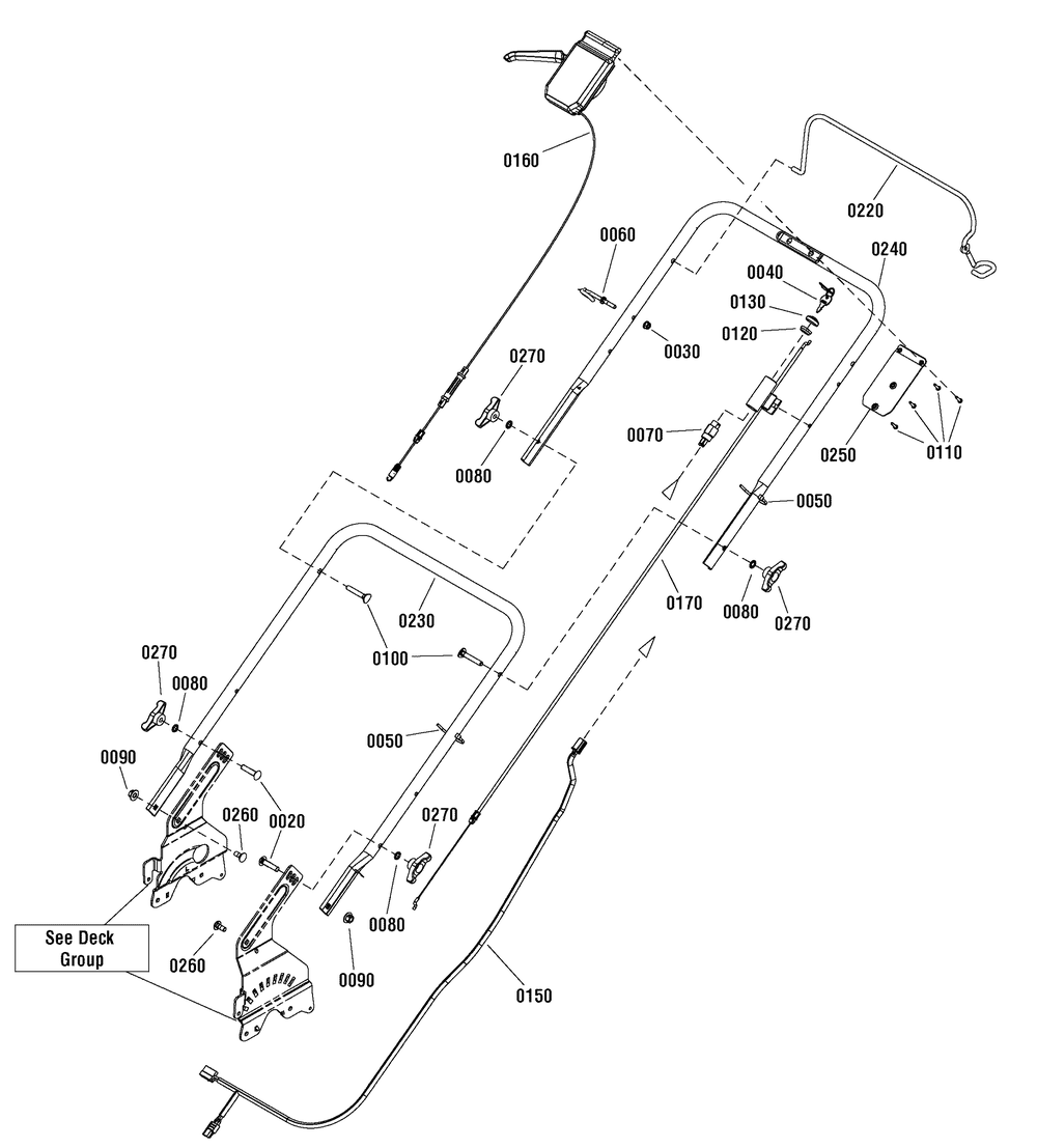 Handles Group (7501795) Diagram and Parts List for 7800822-BTXPV22700E 2011 Briggs and Stratton Lawn Mower